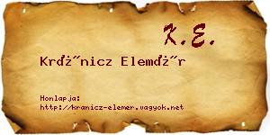 Kránicz Elemér névjegykártya