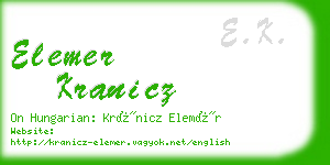 elemer kranicz business card